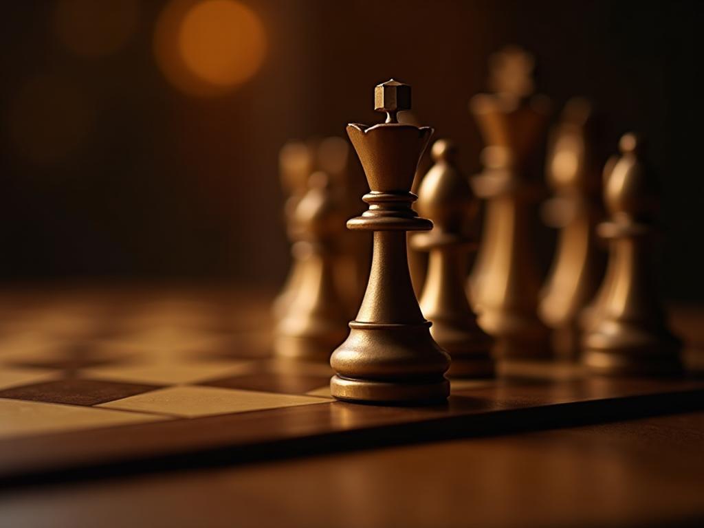 Chess pieces on a wooden board